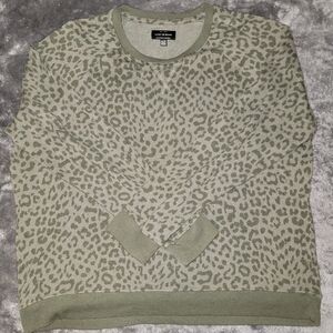 Lucky Brand Green Leopard Crewneck Sweater